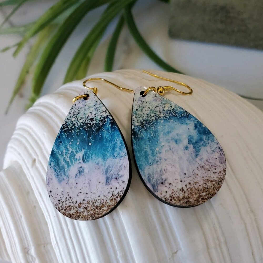 Ocean Waves Teardrop Earrings